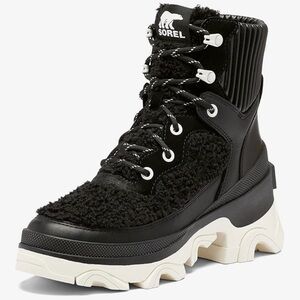 Sorel Women's Brex Cozy Lace Waterproof Boot black Sherpa size 8.5